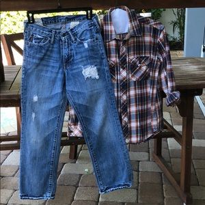 Abercrombie jeans Gap Flannel Button Down Boys 10